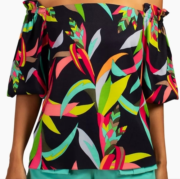 Trina Turk Equinox Off the Shoulder Top Floral Size Small - Picture 1 of 6